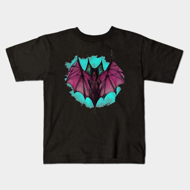 Gothic Bat Digital Painting Kids T-Shirt by karma-stuff